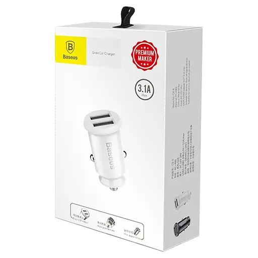 Автомобильное зарядное устройство Baseus Grain Car Charger 3.1A White (CCALL-ML02) [73368] - фото 5