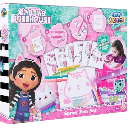 Набір спрей-ручок Gabby's Dollhouse з трафаретами (GD23364) - фото 3