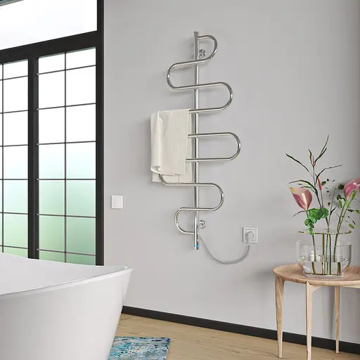 Электрический полотенцесушитель Kosser Лиана 900x550 ЕLR рег. РЛ03ЕLR, Хром, нижнее - фото 3