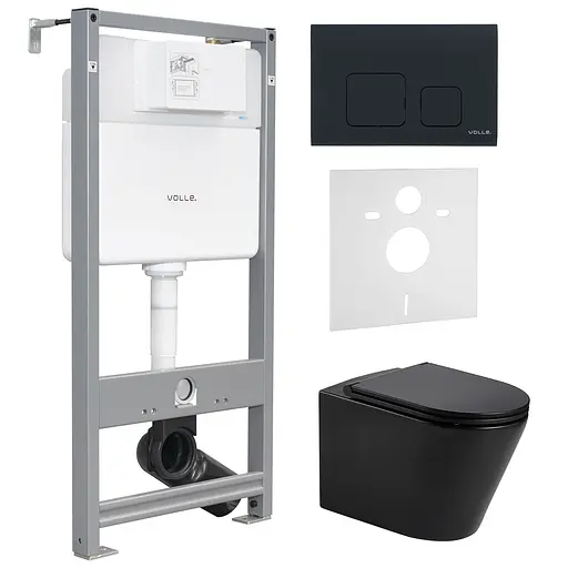 Комплект инсталляция 4 в 1 Volle Master Evo 212010+222113 + унитаз Volle Nemo Black Rimless 13-17-316 Black с сидением Soft Close, Черный матовый - фото 1
