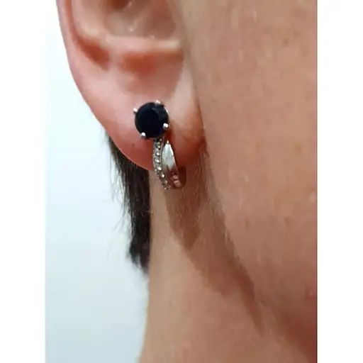 Серебряные серьги Агни Синей с фианитами и сапфиром. 2423/9Р-HSPH - фото 2