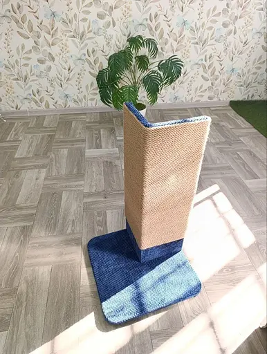 Кутова кігтеточка на підставці для кота 65х40х40 см Синій