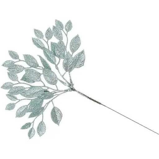 Декоративная искусственная ветка с глитером Зеленый 29 см - фото 1