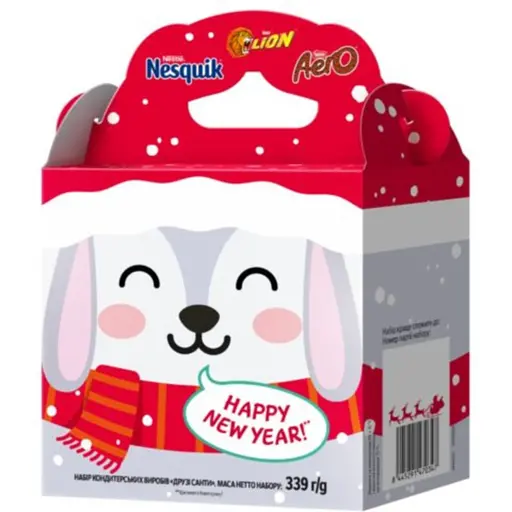 Новогодний подарочный набор конфет Nestle Lion Nesquik Aero Друзья Санты в ассортименте 339 г - фото 2