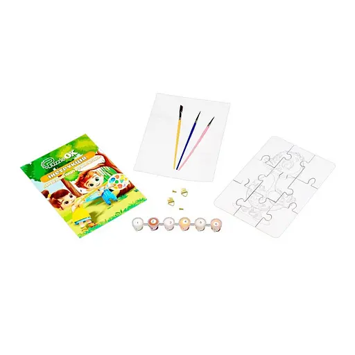 Деревянный пазл-раскраска А5 "Гусочка" PuzzleOK Puz-22937 кисточка, краски, клейкая пленка - фото 3