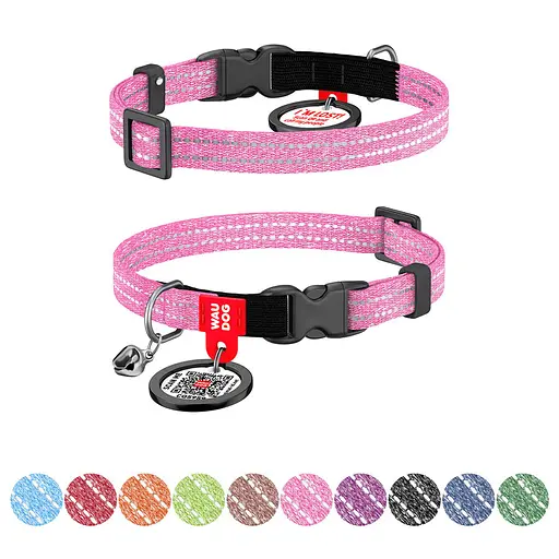Нашийник для котів з відновленої бавовни Waudog Re-cotton з QR-паспортом світловідбиваючий пластиковий фастекс XS Ш 10 мм Дов - фото 2