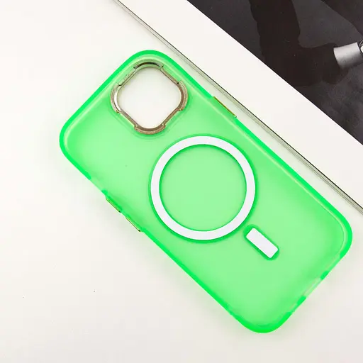 Чехол Epik TPU+PC Lily with MagSafe для Apple iPhone 14, 6.1 Neon Green - фото 4