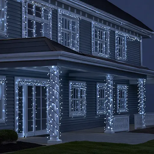 Новорічна гірлянда вулична Різдвяна фея GarlandoPro 50 м 500 LED чорний провід Білий CF500L50MBW