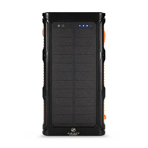 Повербанк з сонячною панеллю 30000mAh Power Bank Kraft KPB-U1930HCSL Orange ліхтар, динамогенератор (43-00065)