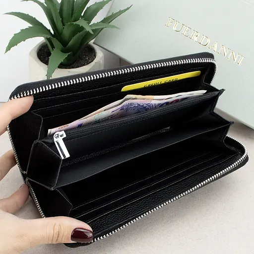 Гаманець жіночий шкіряний Fuerdanni 19600 чорний на блискавці - фото 2