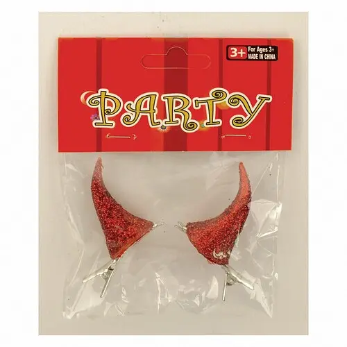 Ріжки чортика червоні на заколці - фото 1