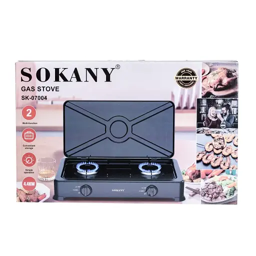 Газова плита настільна Sokany SK-07004 на 2 конфорки під балонний газ Чорний - фото 6