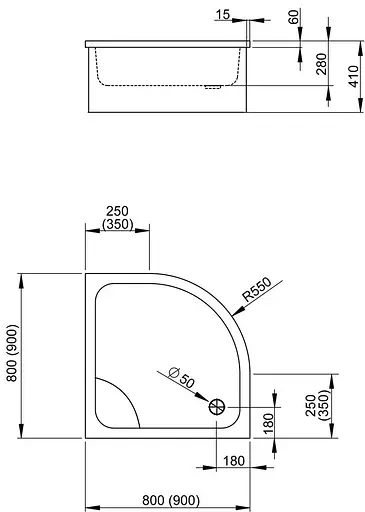 Душевой поддон Radaway Naxos A 80 для облицовки плиткой или мозаикой SBA8841-1 - фото 5