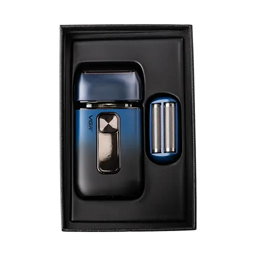 Электробритва Шейвер VGR V-362 мужская профессиональная для сухого бритья с триммером двойное лезвие LED дисплей 5 Вт Синий - фото 8