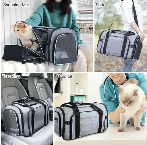 Сумка переноска розкладна для котів і маленьких собак до 8 кг Сіра - фото 5