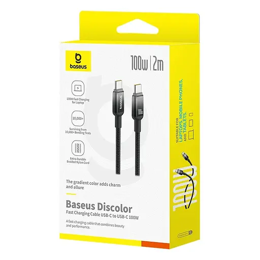 Кабель Baseus Discolor Series Fast Charging Cable USB-C to USB-C 100W 1 м Cluster чорний - фото 2