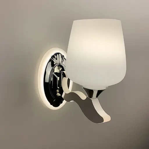 Бра з білим плафоном в хромовому корпусі Line F 86517/1 CH - фото 5