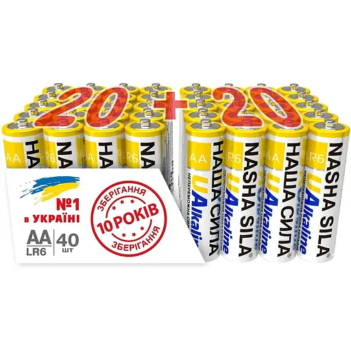 Батарейки Наша Сила UAlkaline AA (LR6) Alkaline 40 шт. - фото 1