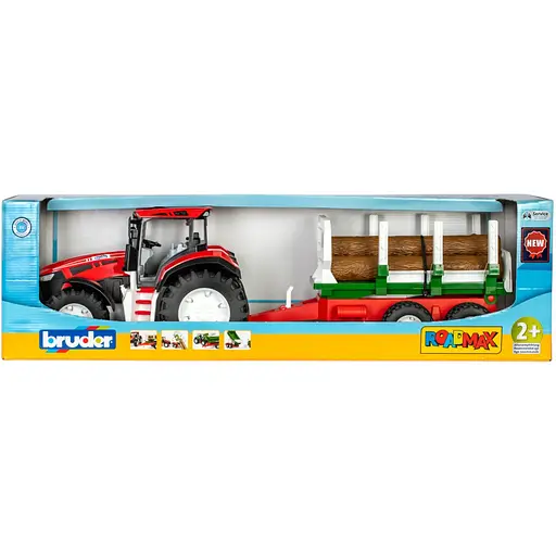 Набор игрушечный Bruder Трактор Roadmax с прицепом и бревнами (3453) - фото 6