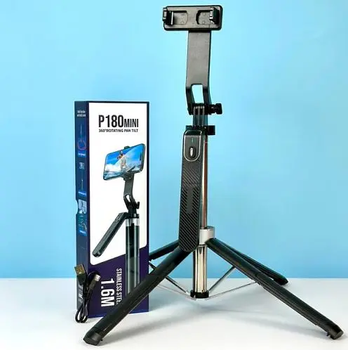 Монопод трипод беспроводной XO PRO Series P180 mini 160 см с Bluetooth пультом ДК черный - фото 4