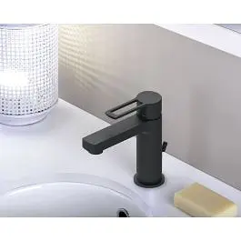 Смеситель для раковины Paffoni Ringo с донным клапаном black matt RIN075NO, Черный матовый - фото 4