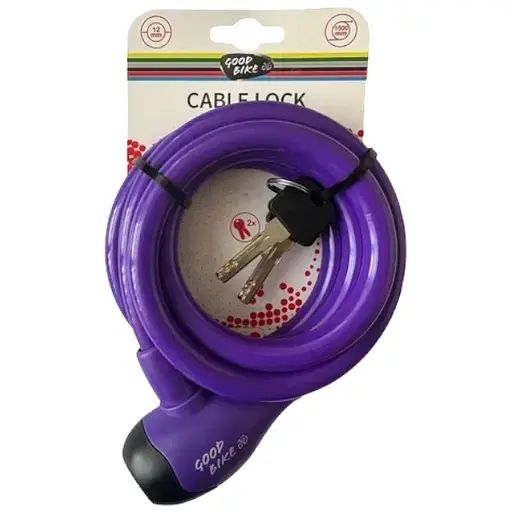 Велозамок Good Bike Security Lock тросовый Ø12 x 1500 мм фиолетовый (92758V-IS) - фото 1