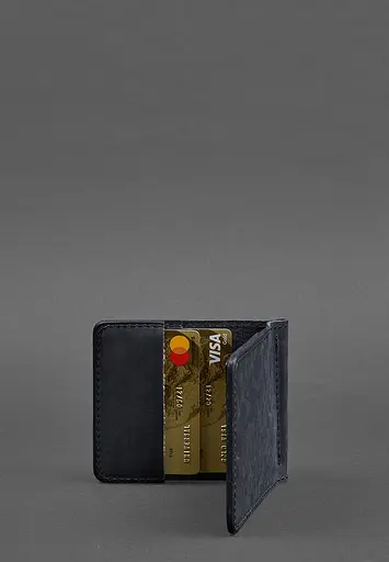 Мужской кожаный портмоне синий 1.0 зажим для денег - фото 5