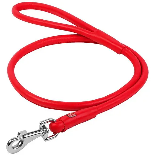 Повідець для собак Waudog Glamour шкіряний круглий, червоний