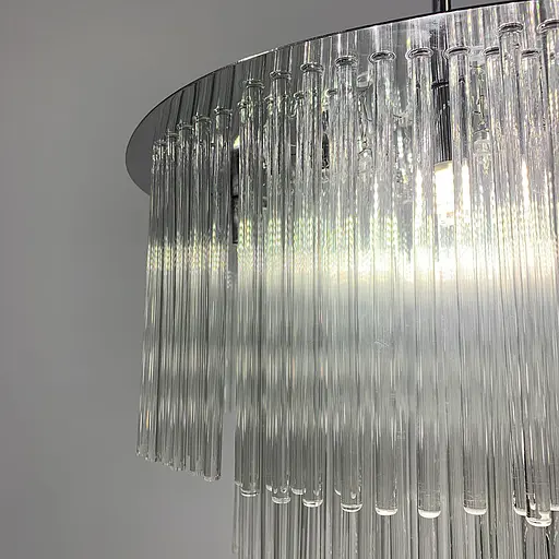 Кришталева потрійна люстра із сріблом у двох розмірах Line.F Діаметр 50см - фото 4