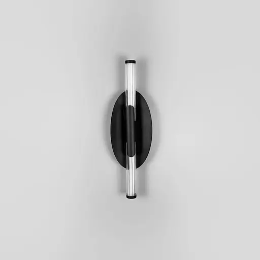 Видовжене подвійне світлодіодне бра Line F з рельєфним розсіювачем 40 см чорне Арт. WB38/400 BK - фото 8