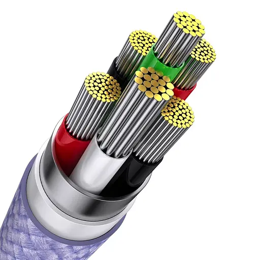 Кабель Baseus Flash Series Ⅱ One-for-three Fast Charging Data Cable USB to M+L+C 100W 1.2m Purple - фото 6