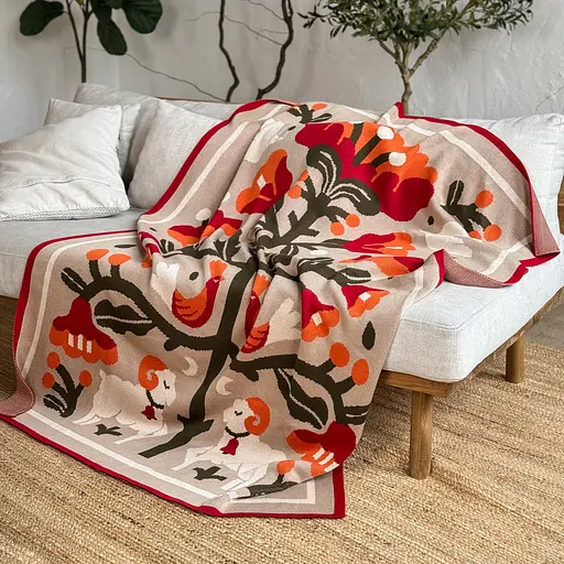 Плед Orner Вічне дерево життя світлий 130 x 170 см - фото 7