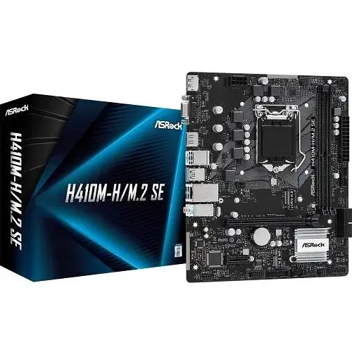 Материнська плата ASRock 1200 (H410) H410M-H/M.2 SE, H370, 2xDDR4, Int.Video(CPU), 4xSATA3, 1xM.2, 1xPCI-E 3.0 x16, 1xPCI-E 3.0 x1, 1xM.2 (Key E), ALC897, RTL8111H, 6xUSB3.2/6xUSB2.0, VGA/HDMI/DP, MicroATX - фото 2