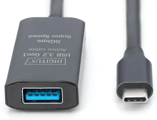 Digitus Подовжувач USB 3.2 Gen1 Active Cable 5G, C/M-A/F, 5м, чорний - фото 2