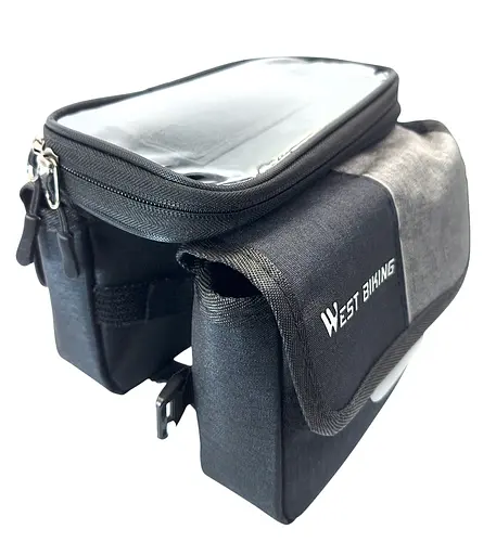 Велосумка на раму West Biking YP0707351 2 л для смартфона 7" 19х18х15 см чорно-сірий (G0001975)