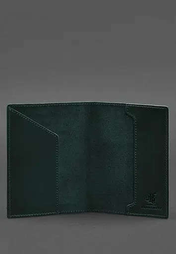 Кожаная обложка для паспорта с гербом Германии зеленая Crazy Horse - фото 4