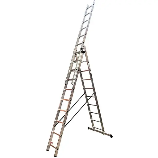 Лестница алюминиевая трехсекционная GTM KME310 3x10 ступеней 2.72-6.5м (KME310) (39947) - фото 1