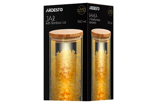 Банка для зберігання ARDESTO Golden Moon кругла 760 мл скло з бамбуковою кришкою (AR1376BLRG) - фото 2