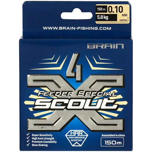 Шнур Brain Scout 4X 150 м (ca мo) 0.100 мм 5.8 кг - фото 2