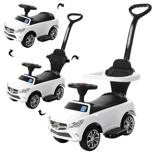Дитяча каталка Bambi M 3503C-1 з батьківською ручкою і багажником білий - фото 2