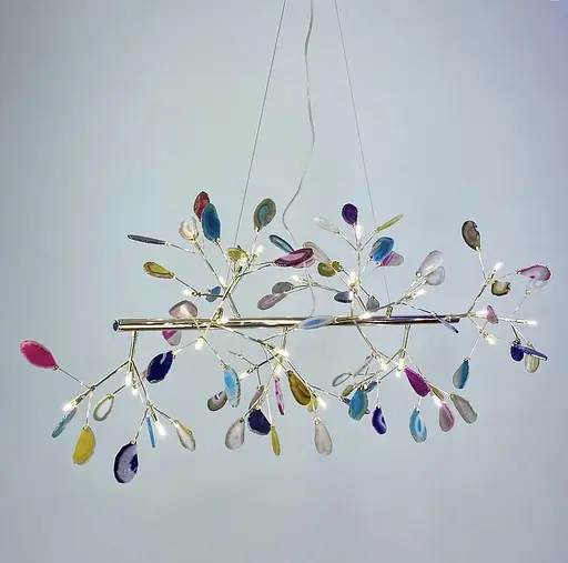 Лінійна люстра з ріжками у вигляді гілочок з кольоровими пелюстками | Арт. H 9802 (Пряма) | Line F - фото 4