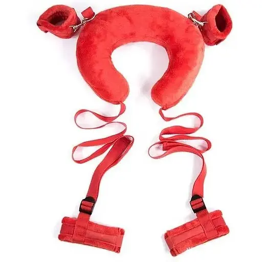 Бандажний BDSM-набір для рук, ніг та шиї One Size Червоний