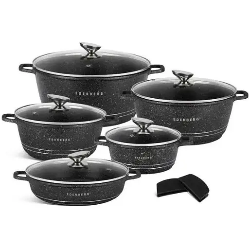 Набор кастрюль и казанов Edenberg EB-12911 с мраморным покрытием 10 предметов для всех типов плит - фото 1
