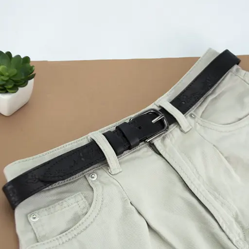 Ремень женский кожаный с цветами SF-255 черный (125 см) - фото 5