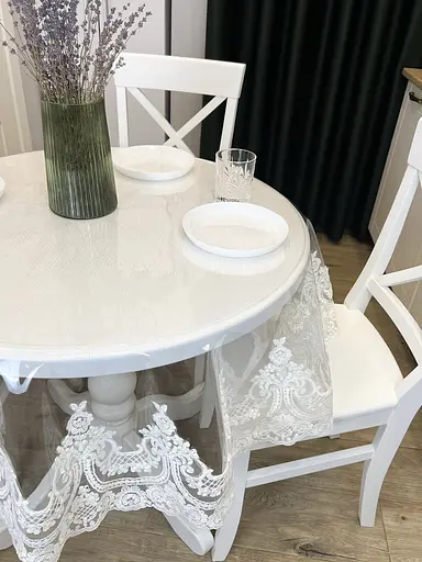 Силіконова скатертина з молочним мереживом Арка Elit 260х190 см - фото 2