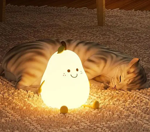 Декоративный детский ночник Веселая Грушка силиконовый аккумуляторный светильник для сна - фото 2