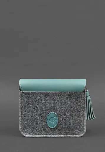 Фетрова жіноча бохо-сумка Лілу з шкіряними бірюзовими вставками - фото 4