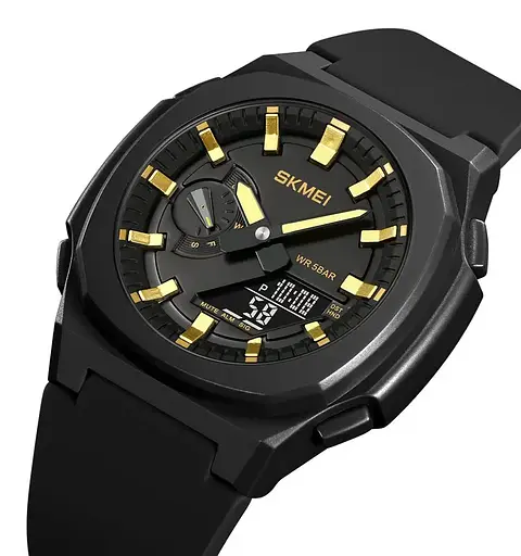 Годинник чоловічий наручний Skmei 2091 (Чорний/Золото/Чорний) - фото 3