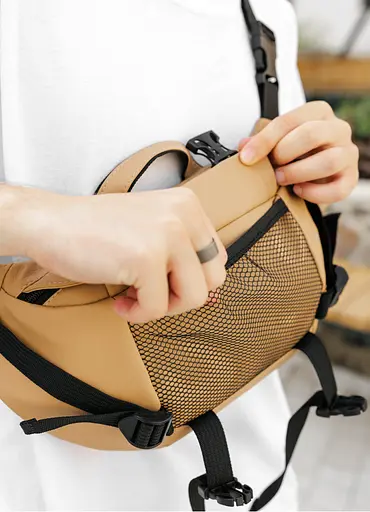 Большая мужская сумка бананка Sambag DynamicDart бежевая 38 × 21 × 7 см (80411026m) - фото 3