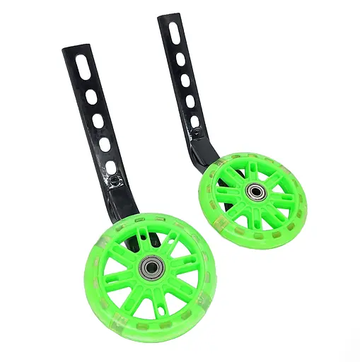 Опорні (тренувальні / додаткові) світлодіодні колеса для дитячого велосипеда 12'-20' салатовий (G0000997) - фото 1